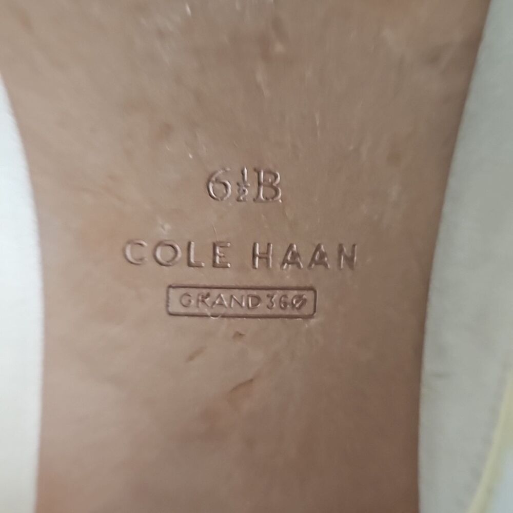 Cole Haan Cream Leather Mule Slides Gold Trim Loafers Women’s 6.5 - Picture 7 of 10